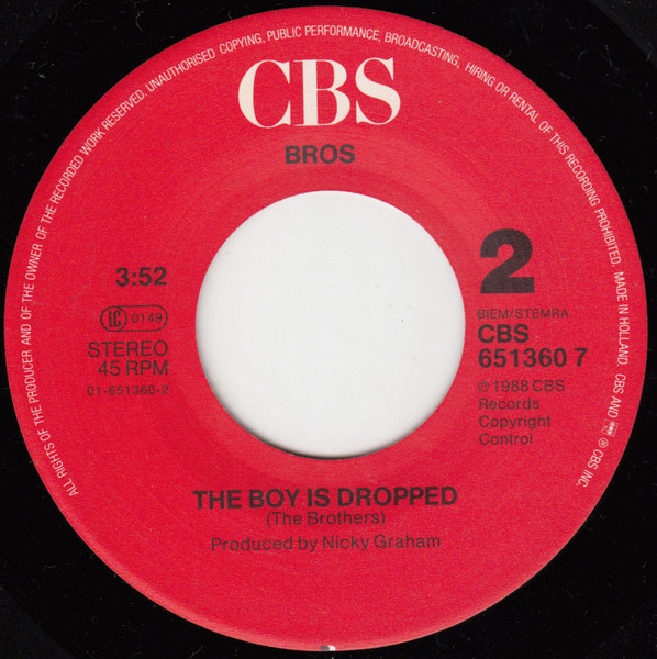 Cover zu Bros - Drop The Boy | 1988 | Vinyl | Electronic, Pop | Europe