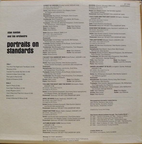 Cover zu Stan Kenton And His Orchestra - Portraits On Standards | Vinyl | Jazz | US