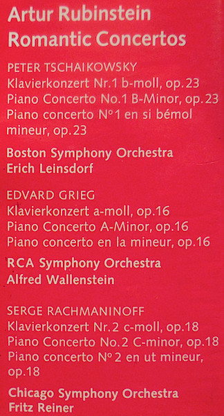 Cover zu Arthur Rubinstein - Pyotr Ilyich Tchaikovsky, Sergei Vasilyevich Rachmaninoff, Edvard Grieg - Romantic Concertos | 1974 | Vinyl | Classical | Germany