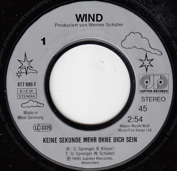Cover zu Wind (4) - Keine Sekunde Mehr Ohne Dich Sein | 1990 | Vinyl | Pop | Europe