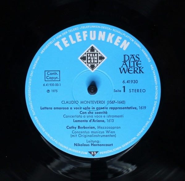 Cover zu Claudio Monteverdi - Concentus Musicus Wien, Cathy Berberian - Lettera Amorosa · Lamento D'Arianna · Orfeo · Poppea | 1975 | Vinyl, LP, Stereo | Classical | Germany