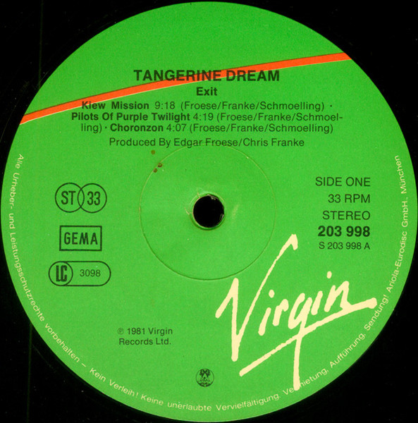 Cover zu Tangerine Dream - Exit | 1981 | Vinyl | Electronic | Germany Schallplatten Ankauf