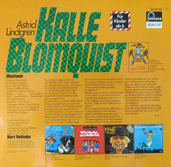 Cover zu Astrid Lindgren - Kalle Blomquist | 1972 | Vinyl | Non-Music, Children's | Germany