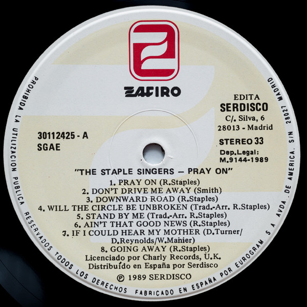 Cover zu The Staple Singers - Pray On | 1989 | Vinyl | Funk / Soul, Blues, Folk, World, & Country | Spain Schallplatten Ankauf
