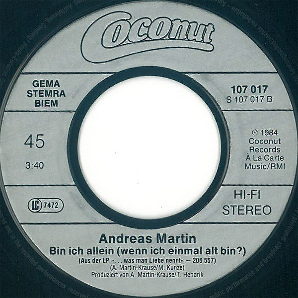 Cover zu Andreas Martin (2) - Meine Lange Reise Zu Dir | 1984 | Vinyl | Pop | Europe