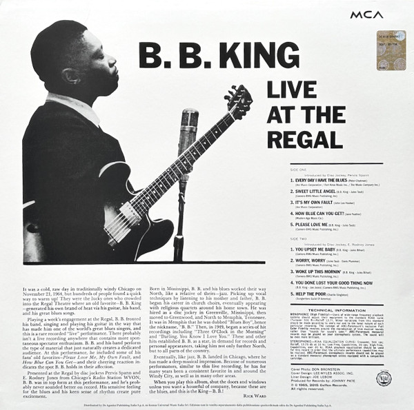 Cover zu B.B. King - Live At The Regal | 2015 | Vinyl | Blues | Italy Schallplatten Ankauf