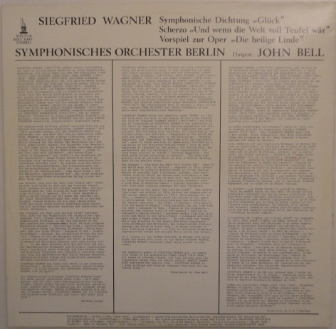 Cover zu Siegfried Wagner, Berliner Sinfonie Orchester Dirigent: John Bell (40) - Symphonische Dichtung