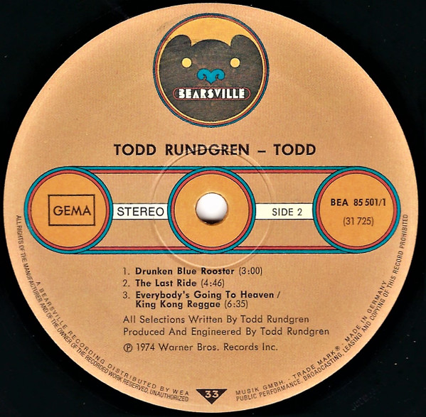 Cover zu Todd Rundgren - Todd | 1974 | Vinyl | Electronic, Rock | Germany Schallplatten Ankauf