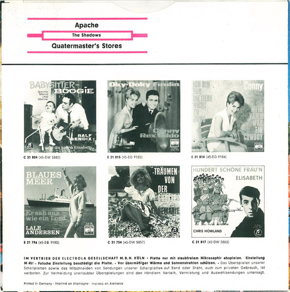 Cover zu The Shadows - Apache | Vinyl | Rock | Germany Schallplatten Ankauf