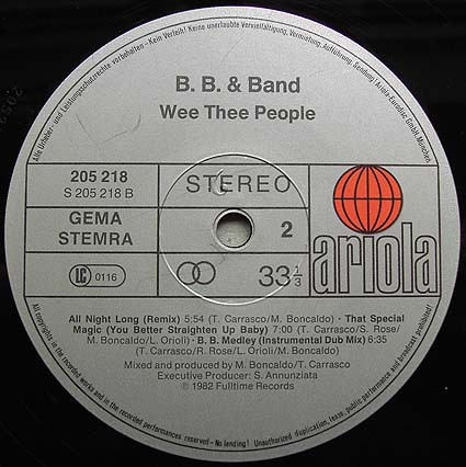Cover zu B.B. & Band - Wee Thee People | 1982 | Vinyl | Electronic | Germany