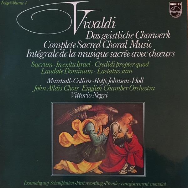 Cover zu Antonio Vivaldi - Margaret Marshall - Anne Collins - Anthony Rolfe Johnson - Robert Holl, John Alldis Choir - English Chamber Orchestra, Vittorio Negri - Das Geistliche Chorwerk - Complete S Schallplatten Ankauf
