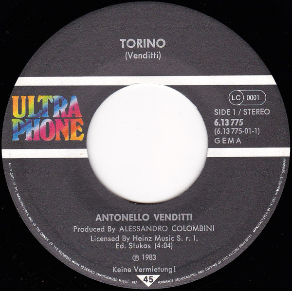 Cover zu Antonello Venditti - Torino | 1983 | Vinyl | Rock | Germany