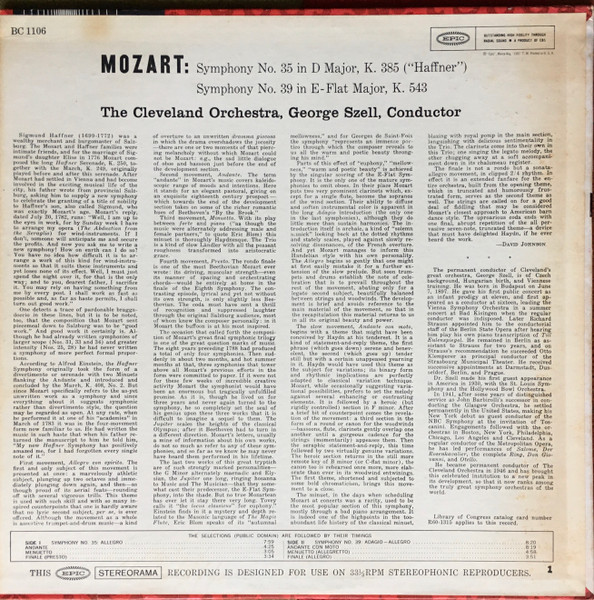 Cover zu Wolfgang Amadeus Mozart - George Szell, The Cleveland Orchestra - Symphony No. 35 In D Major, K. 385,