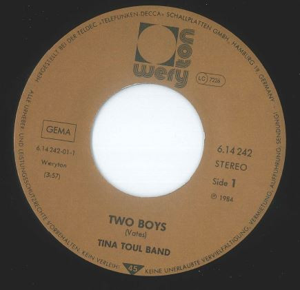 Cover zu Tina Toul Band - Two Boys / Spring Durch Die Tür | 1984 | Vinyl | Electronic | Germany