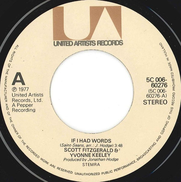Cover zu Scott Fitzgerald & Yvonne Keeley With The St. Thomas Moore School Choir - If I Had Words | 1977 | Vinyl | Reggae, Pop | Netherlands