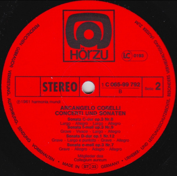 Cover zu Arcangelo Corelli / Collegium Aureum - Concerti Und Sonaten | 1979 | Vinyl | Classical | Germany