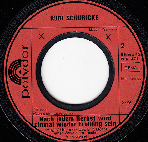 Cover zu Rudi Schuricke - So Leb' Dein Leben | 1973 | Vinyl | Pop | Germany