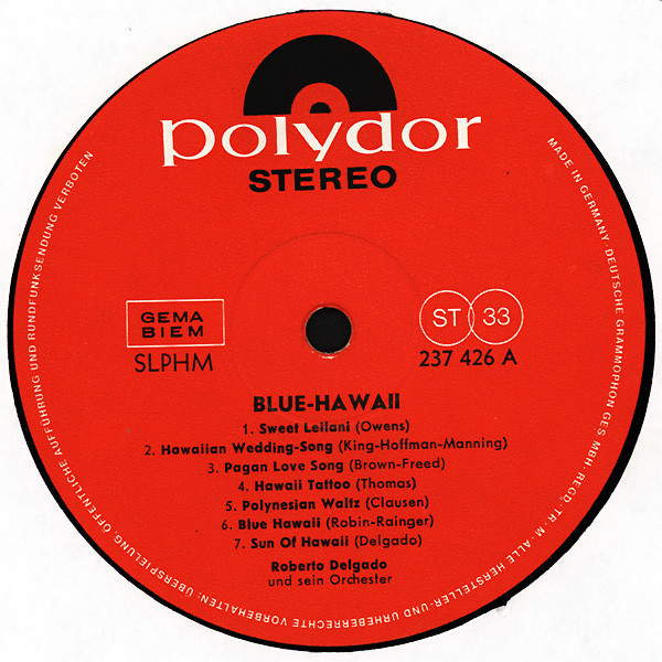 Cover zu Roberto Delgado & His Orchestra - Blue Hawaii | 1965 | Vinyl | Jazz, Pop, Folk, World, & Country | Germany Schallplatten Ankauf