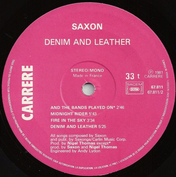 Cover zu Saxon - Denim And Leather | 1981 | Vinyl | Rock | France Schallplatten Ankauf