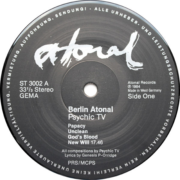 Cover zu Psychic TV / La Loora - Berlin Atonal Vol. 2 | 1984 | Vinyl | Electronic, Rock | Germany