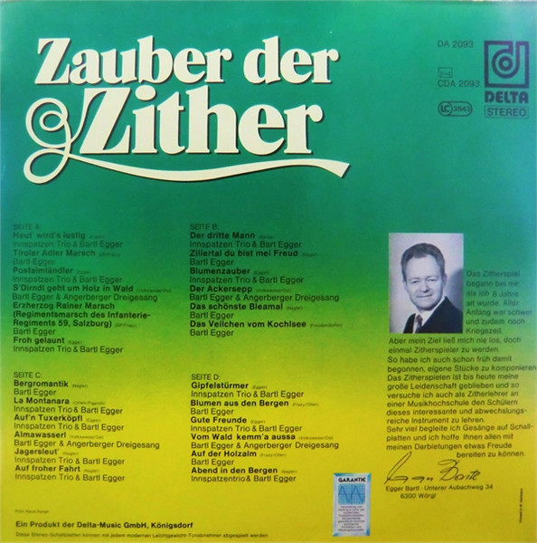 Cover zu Bartl Egger, Innspatzen Trio, Angerberger Dreigesang - Zauber Der Zither | Vinyl | Folk, World, & Country | Germany