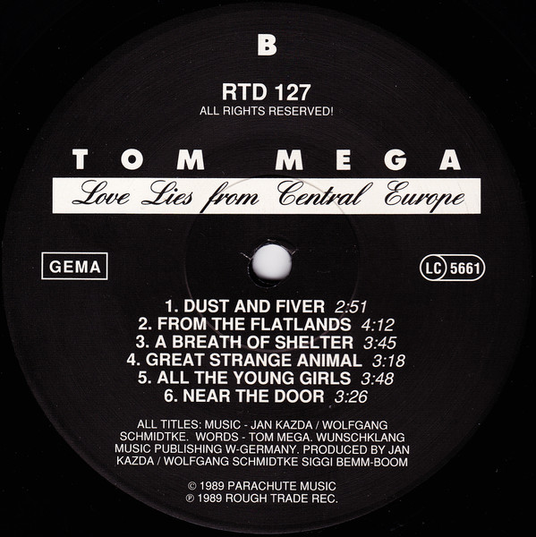 Cover zu Tom Mega - Love Lies From Central Europe | 1989 | Vinyl | Jazz, Rock, Blues, Pop | Germany