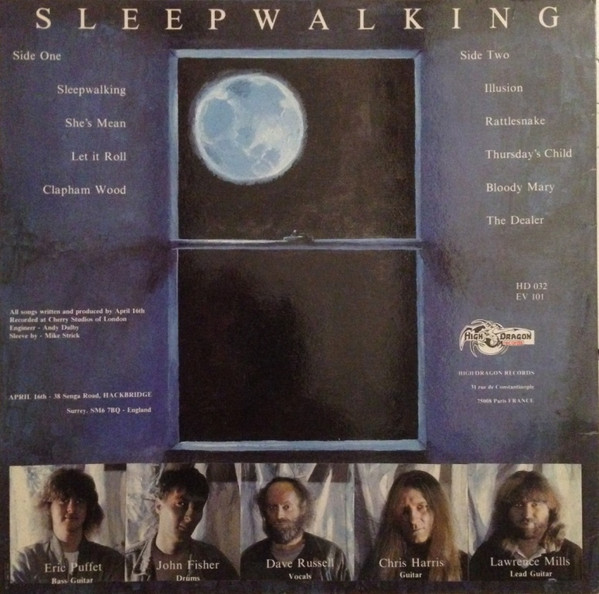 Cover zu April 16th - Sleepwalking | 1988 | Vinyl | Rock | France Schallplatten Ankauf