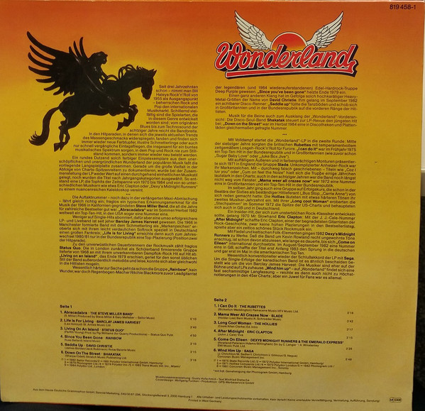 Cover zu Various - Wonderland | 1986 | Vinyl | Rock, Pop | Germany