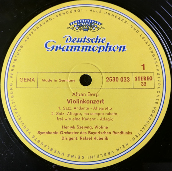 Cover zu Alban Berg / Jean Martinon, Henryk Szeryng, Symphonie-Orchester Des Bayerischen Rundfunks • Rafael Kubelik - Violinkonzert / Violinkonzert Nr.2 | Vinyl | Classical | Germany Schallplatten Ankauf