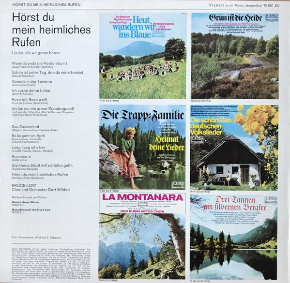Cover zu Bruce Low - Hörst Du Mein Heimliches Rufen (Lieder, Die Wir Gerne Hören) | Vinyl | Pop | Germany
