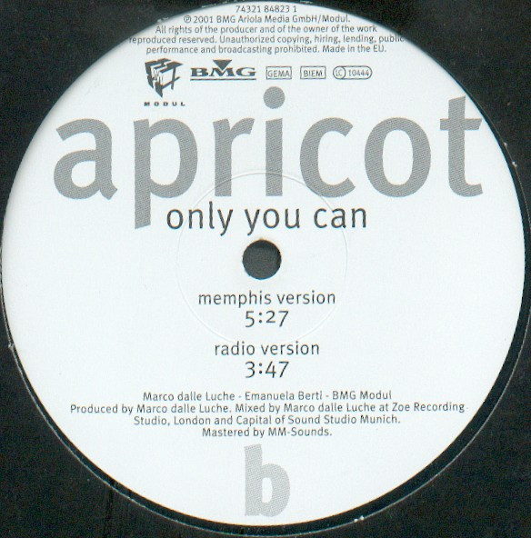 Cover zu Apricot - Only You Can | 2001 | Vinyl | Electronic | Germany Schallplatten Ankauf