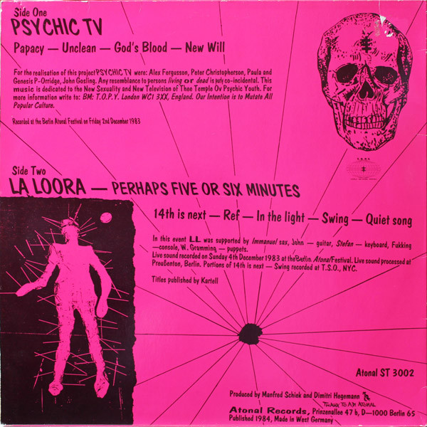Cover zu Psychic TV / La Loora - Berlin Atonal Vol. 2 | 1984 | Vinyl | Electronic, Rock | Germany Schallplatten Ankauf