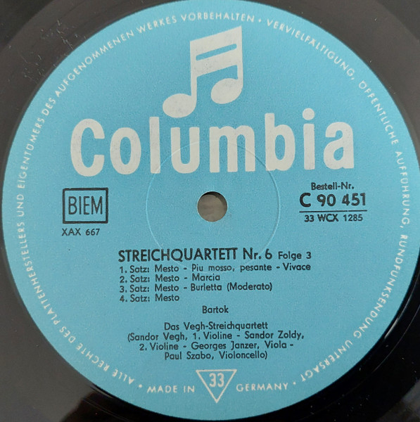 Cover zu Béla Bartók / Quatuor Végh - Fünftes Und Sechstes Streichquartett | 1972 | Vinyl | Classical | Germany