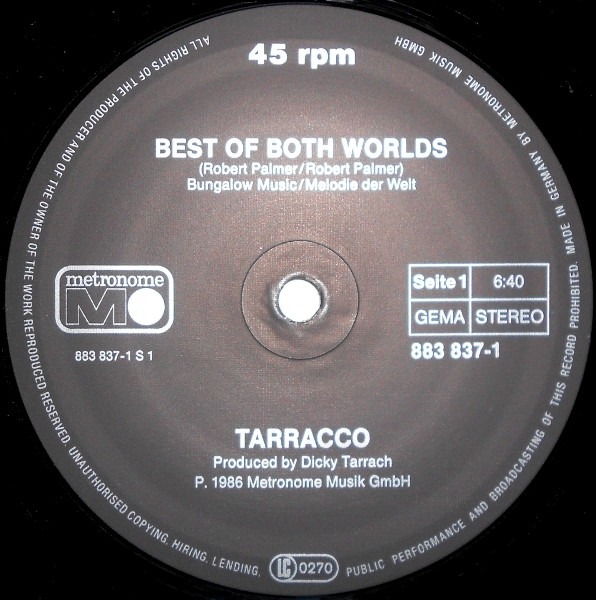 Cover zu Tarracco - Best Of Both Worlds | 1986 | Vinyl | Electronic | Germany Schallplatten Ankauf