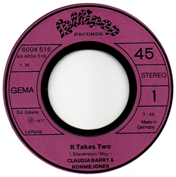 Cover zu Claudja Barry & Ronnie Jones - It Takes Two / Take Me | 1977 | Vinyl | Electronic | Germany Schallplatten Ankauf