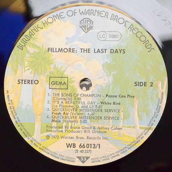 Cover zu Various - The Last Days Of Fillmore | 1976 | Vinyl | Rock | Germany