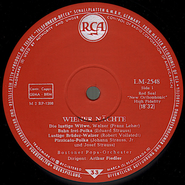 Cover zu Boston Pops Orchestra, Arthur Fiedler - Viennese Night | Vinyl | Classical | Germany Schallplatten Ankauf