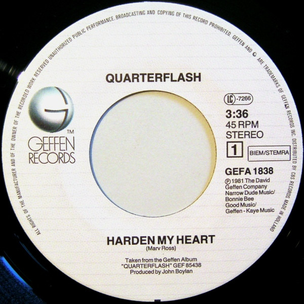 Cover zu Quarterflash - Harden My Heart | 1981 | Vinyl | Rock | Europe Schallplatten Ankauf