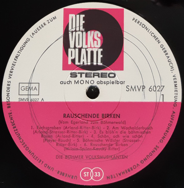 Cover zu Böhmer Volksmusikanten - Rauschende Birken (Vom Egerland Zum Böhmerwald) | Vinyl | Folk, World, & Country | Germany