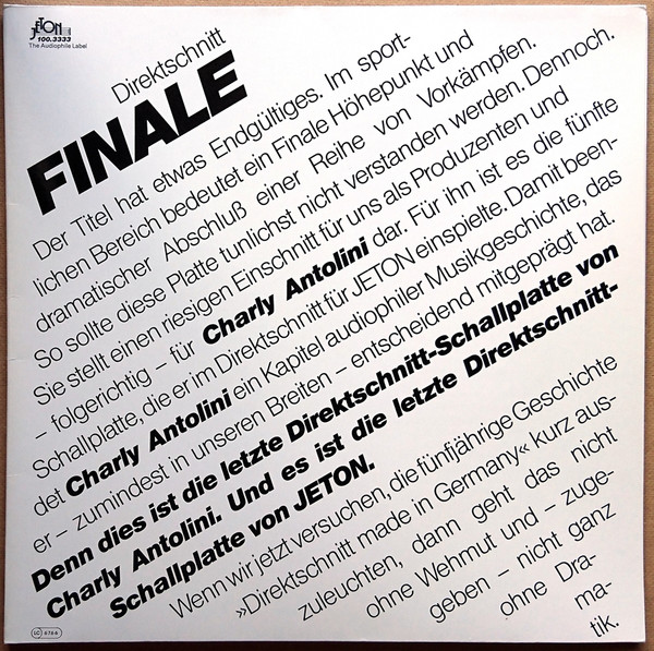 Cover zu Charly Antolini - Finale | 1983 | Vinyl | Jazz | Germany