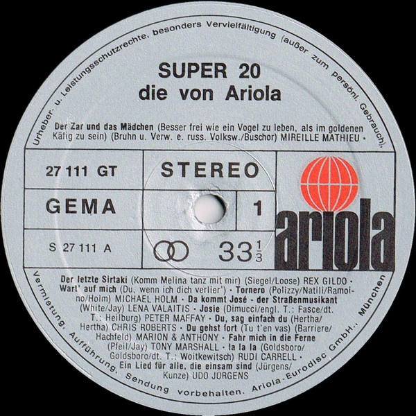 Cover zu Various - Super 20 Neu '76 - Die Von Ariola | 1976 | Vinyl | Pop | Germany