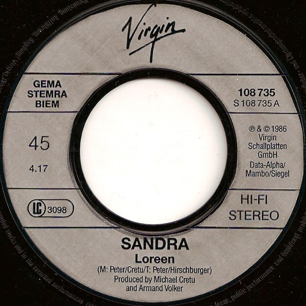 Cover zu Sandra - Loreen | 1986 | Vinyl | Electronic | Europe Schallplatten Ankauf