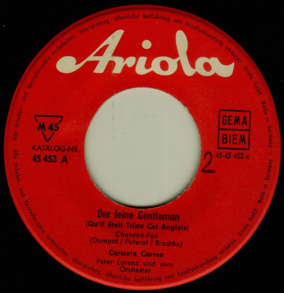 Cover zu Carmela Corren - Der Feine Gentleman | 1962 | Vinyl | Folk, World, & Country | Germany