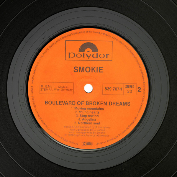 Cover zu Smokie - Boulevard Of Broken Dreams | 1989 | Vinyl | Rock, Pop | Europe Schallplatten Ankauf