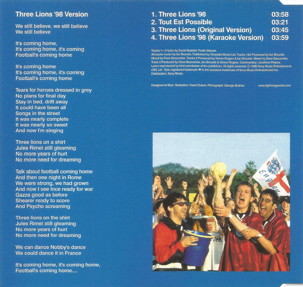 Cover zu Baddiel & Skinner & Lightning Seeds - 3 Lions '98 | 1998 | Vinyl | Rock | Europe
