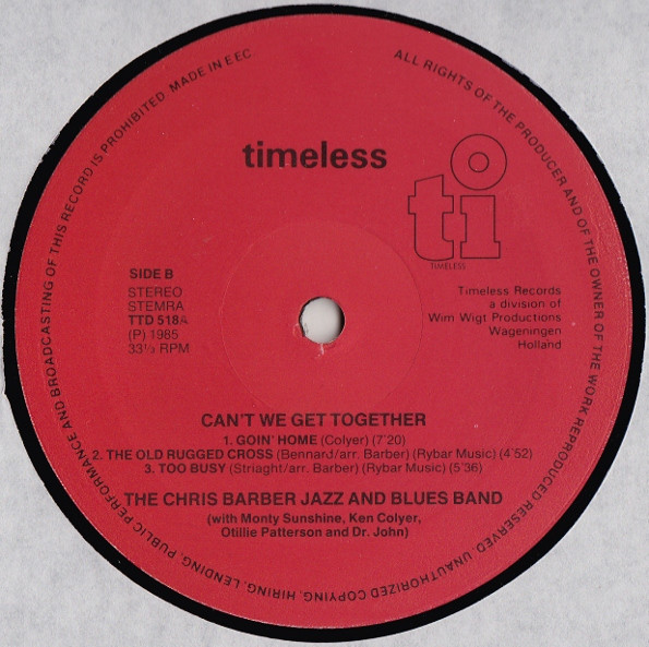Cover zu The Chris Barber Jazz And Blues Band - Can't We Get Together | 1985 | Vinyl | Jazz | Netherlands