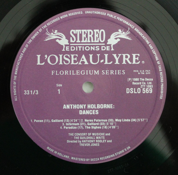 Cover zu Anthony Holborne, The Guildhall Waits, The Consort Of Musicke - Pavans & Galliards 1599 | 1980 | Vinyl | Classical | UK Schallplatten Ankauf
