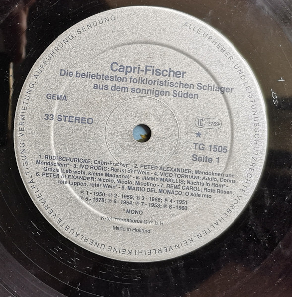 Cover zu Various - Caprifischer (Die Beliebtesten Folkloristischen Schlager Aus Dem Sonnigen Süden) | 1984 | Vinyl | Pop | Germany, Austria, & Switzerland Schallplatten Ankauf