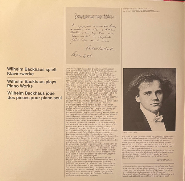 Cover zu Wilhelm Backhaus - Werke Für Klavier - Piano Works | Vinyl, LP, Mono, Compilation | Classical | Germany
