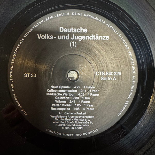 Cover zu Westfälische Arbeitsgemeinschaft Tanz, Clemens Paskert - Deutsche Volks- Und Jugendtänze 1 | Vinyl | Folk, World, & Country | Germany Schallplatten Ankauf